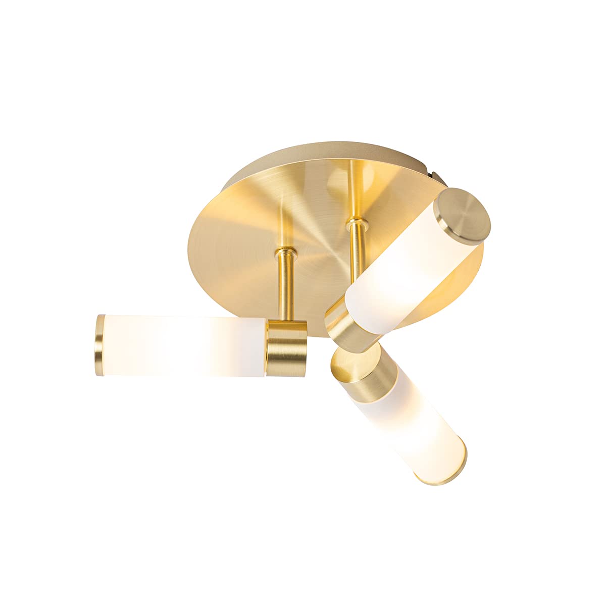 Qazqa - Modern Bathroom Ceiling Lamp I Ceiling Flush Light Brass 3-Light IP44 - Bath- - Modern - Suitable for LED G9 | 3 Light - Steel Flush Ceiling Light - Suitable for Living Room I Kitchen I