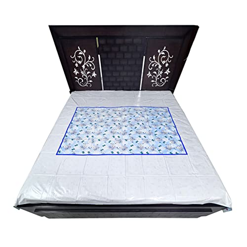 Image of EcoSoft Plastic Sheet,PVC Sheet for Kids,Rubber Sheet for Babies,Bed Wetting Protector(90 x 135 cm) (Blue Bear & Pink Good Day)