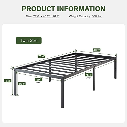 IMUsee-Heavy-Duty-Twin-Size-Platform-Bed-Frame-with-18-inch-Large-Under-Bed-Storage-Space-Sturdy-Metal-FrameMattress-FoundationNo-Box-Spring-NeededEasy-AssemblyNoise-Free