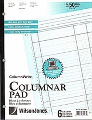 Wilson Jones Co. Accounting Pad/Six 6-Unit Columns, 8-1/2" x 11", 50-Sheet Pad (3-Pack)