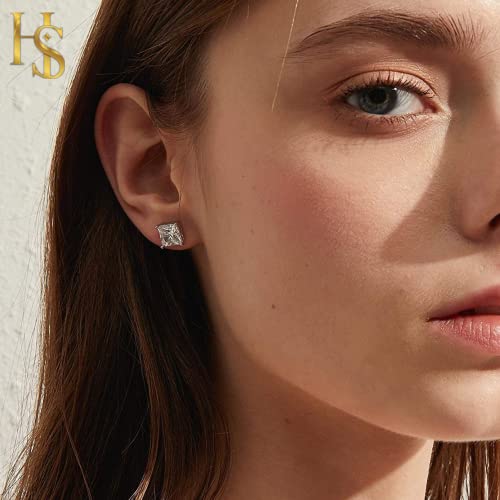 HIGHSPARK 925 Silver Solitaire Square Earrings for Women | 92.5 Sterling Silver and Princess Cut Diamond like Brilliance Sparkling Zirconia for that Stunning Shine | Lovely Gift - Image 5