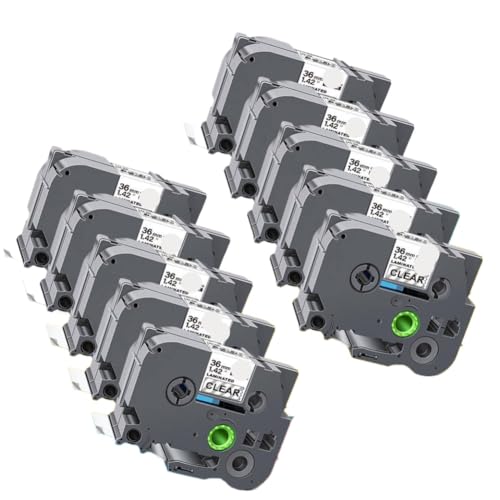 Rubans TZe-161 36mm lot de 10 cassettes laminées transparentes pour étiqueteuses
