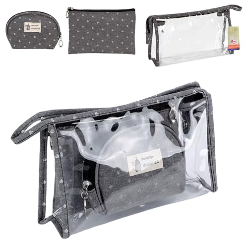Image of Handcuffs Make Up Pouches Set of 3 | Cosmetic Bags | Toiletry Pouch | Makeup Organiser | Vanity Case | Jewellery Bag | Travel | Daily Use | Cases (Grey)
