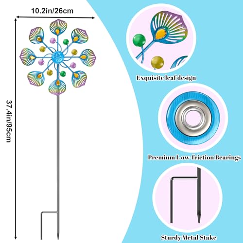 Peacock-Wind-Spinner-Outdoor-Standing-Wind-Sculpture-Yard-Art-Decorations-Metal-Windmill-for-Patio-Lawn-Garden-Decor-1pcs-Blue-Green Peacock Wind Spinner Outdoor Standing Wind Sculpture Yard Art Decorations Metal Windmill for Patio Lawn Garden Decor 1pcs Blue Green