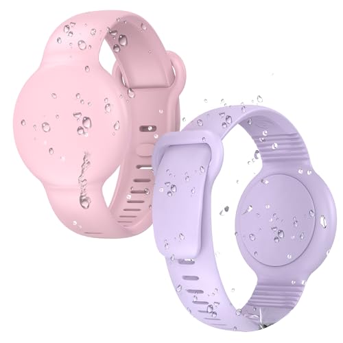 Compatible for Apple AirTag Bracelet for Kids,Waterproof Air Tag Watch Band Case, Air Tag Holder Soft Silicone Air Tagholder for Kids, Lightweight GPS Tracker Device Hidden Wristband 2 Pack