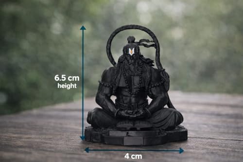 Image of Yadava Lord Hanuman Sitting Idol | Big Black Bajrangbali Murti for Home Temple, Office & Car Dashboard | Spiritual Statue for Strength, Devotion & Positive Energy (Big-Black)