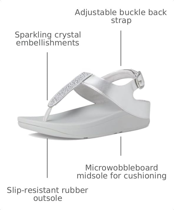 Image of FitFlop Womens Fino Crystal-Mix T-Strap Sandal