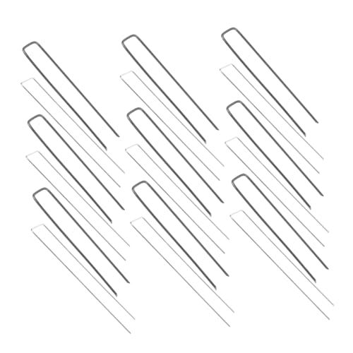 Toyvian 30 Piezas Clavos De Jardinería u Shape Clavos De Jardín para Fijar Césped De Acero Galvanizado De Color Negro y Plateado para Uso Césped Artificial