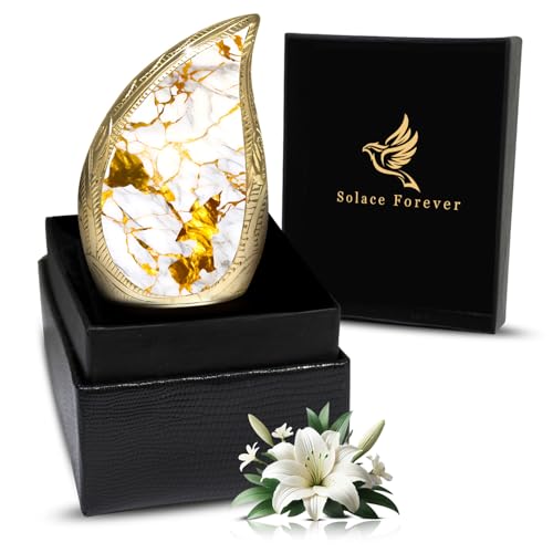 Teardrop Urn for Ashes for Women & Men - Cremation Urns for Human Ashes Adult Man - Honor Your Loved One with Memorial Urn for Ashes Adult Male (Golden, Small)