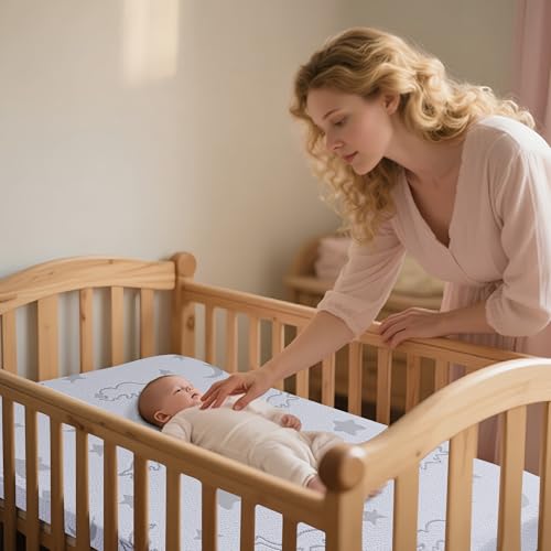 Image of Pack and Play Mattress 38 inchx26 inch, Double-Layer Pack n Play Mattresses Crib Mattress with Breathable Soft Removable Washable Cover for Baby Toddler