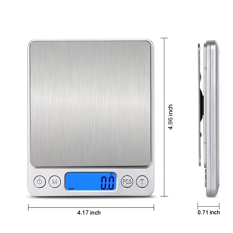 Báscula digital de cocina con pantalla LCD retroiluminada y plataforma de acero inoxidable, básculas de cocina con función de tara, precisión de 0.00 oz, color plateado 5