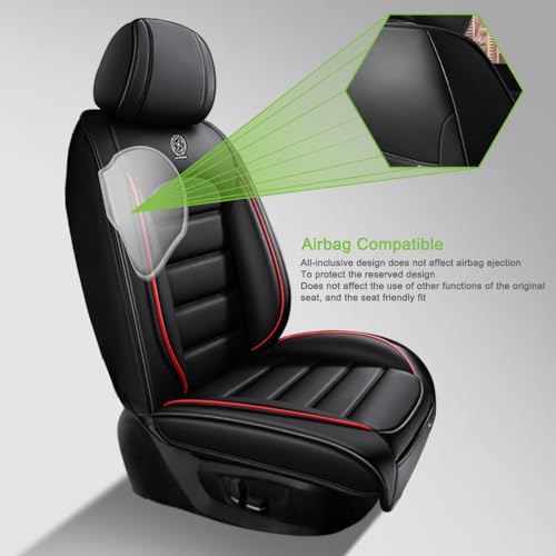 Image of Seat Covers for Subaru Outback 2006-2024,2PCS Nappa Leather Car Seat Covers,Waterproof Seat Protectors Auto Seat Covers,Breathable Nonslip Interior Cover Seats for Cars(Black and Red)