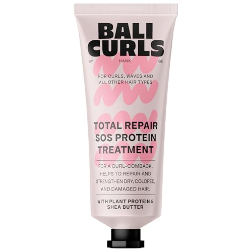Bali Curls Total Repair SOS Protein Treatment Mini, eenmalig haarmasker 20 ml voor droog en beschadigd haar, intensieve verzorging met plantaardige eiwitten, veganistisch en krullend