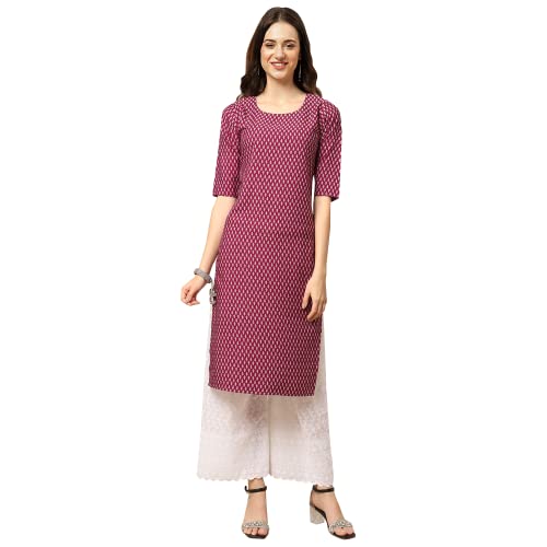 Image of Pinkmint Women's Crepe Grey Color Floral Printed Straight Kurti[NB-530357]