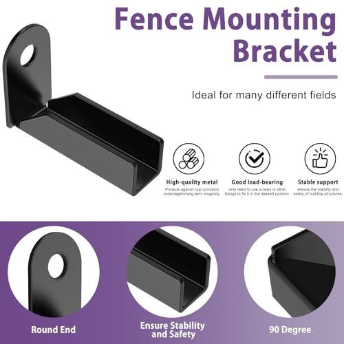 4 Pcs Fence Mounting Bracket for 1" x 1" Square Rails, Carbon Steel Fence Mounting Bracket, Fence Panel Internal Connector - Black - Image 4