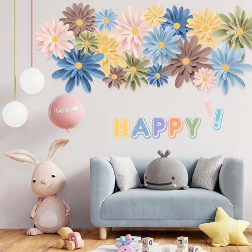 Image of MotiMind 18 Pcs Paper Flowers Decorations for Wall DIY Flower Bulletin Board 3D Paper Floral Backdrop Decoration for Photo Backdrop Classroom Back to School Party(Fresh Color,6 inch 8 inch 10 inch)