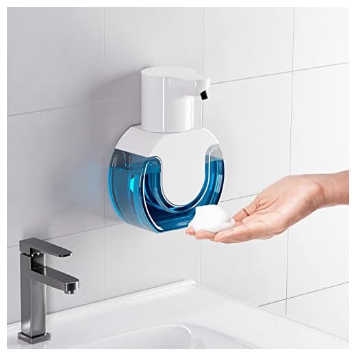 Fantictas Automatic Foaming Soap Dispenser 15oz/420ml Foaming Hand Sanitizer Touchless Wall Mount with 4levels Adjustable Free Touch Electric Soap Dispenser Rechargeable with Sensor