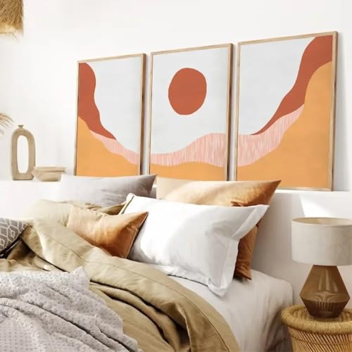 Affiche abstraite moderne de paysage de rivière pour décoration murale bohème en toile