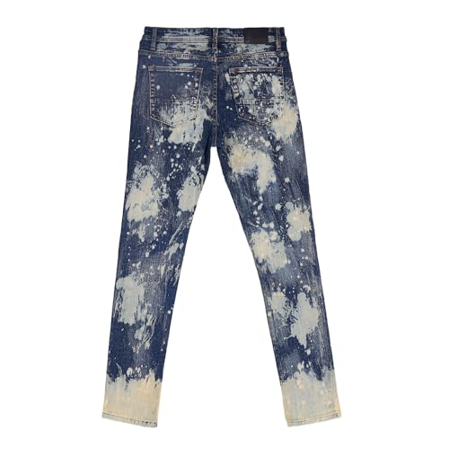Men's Straight-Leg Mid-Rise Denim Pants, Ink-Blurred Slim-fit Long Pants, Casual and Retro Men's Jeans2