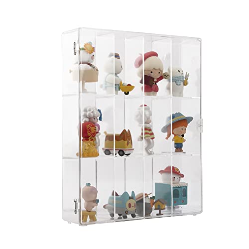 Door-Mounted Mini Funko Pop Figures Case, Acrylic Display Case for Mini Funko Pop Figures, Funko Pop Case Storage Organizer, Clear Storage Box Cabinet Organizer for Mini Toys(Rectangular)