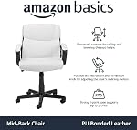 Amazon Basics Classic Leather-Padded Mid-Back Office Computer Desk Chair with Armrest - White