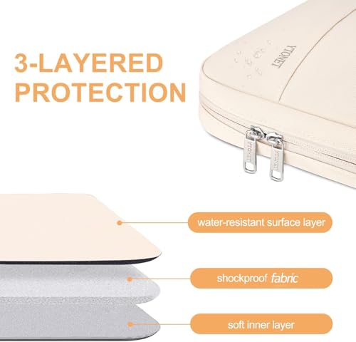 Image of Ytonet Laptop Case 15.6 inch, TSA Laptop Sleeve Water Resistant Slim Carry Travel Computer Bag Compatible for MacBook, HP, Dell, Lenovo, Asus Notebook, Gifts for Men Women, Beige | TSA, Water Resistant, Slim, Carry, Travel