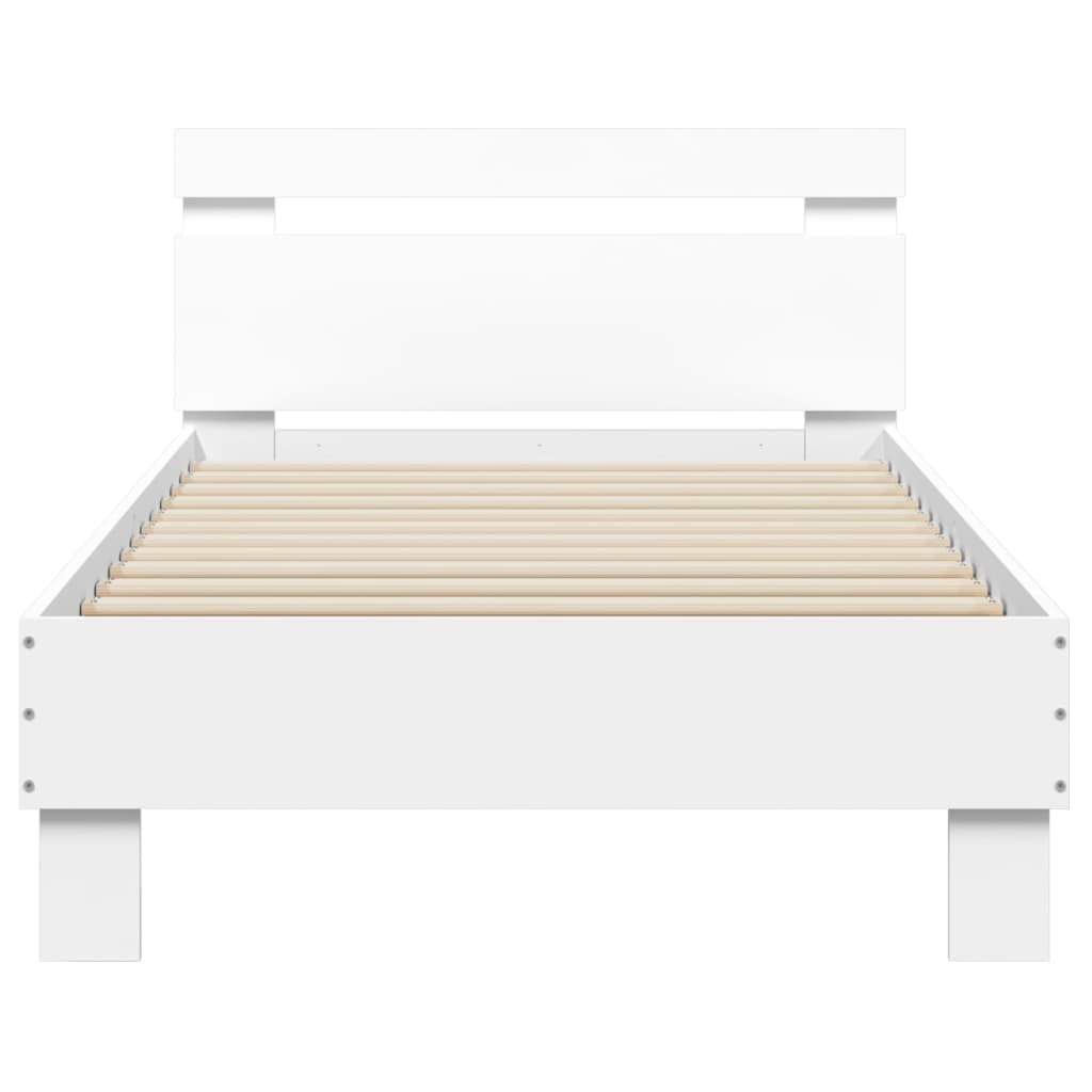 vidaXL Cama con Cabecero, Somier de Invitados, Armazón Marco de Cama, Mueble para Dormitorio Hogar, Madera de Ingeniería Blanca 90x190 cm