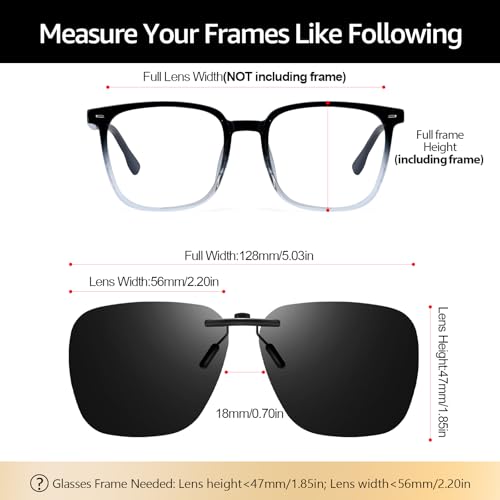 LVIOE 2 Pairs Polarized Clip On Sunglasses Over Prescription Glasses for Men Women Flip Up & Non-Flip Up Sun Glasses LS1034