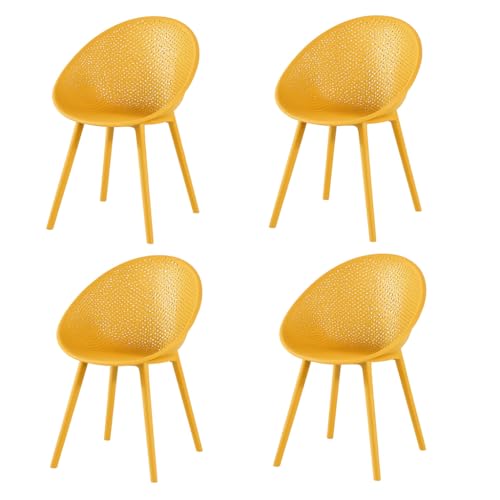 La Mejor Recopilación de Sillas de comedor de jardín los mejores 5. 49 Decoform Set 4 Sillas Diseño Moderno Amarillas | Uso Interior y Exterior | Ideal para Jardin Comedor Oficina | Plástico Resistente | Estilo Master A2192 | Silla Comedor