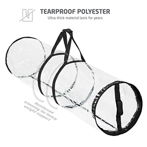 ZOBER Round Christmas Gift Wrapping Paper Organizer Storage - 40 Inch Gift Wrap Storage Containers - Wrapping Paper Holder, Clear PVC Waterproof, Fits 25 Standard Rolls - Black