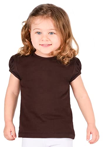 Image of Lilax Girls Short Puff Sleeve Cotton T-Shirt, Toddler & Little Girls Top | 95% Cotton Puff Sleeve Tee; Crewneck, Short Sleeve; Toddler & Girls Sizes 2T-12; for School, Play & Everyday; Machine Wash