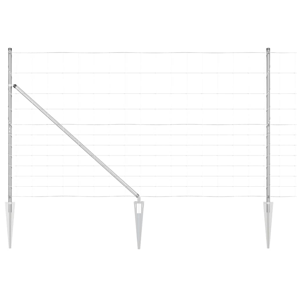 Galvanised Steel Fence Post 25 x 1.4 m Outdoor Garden Boundary Modern Rectangular Weather Resistant Secure Border Spike Posts Set with 26 Ground Stakes