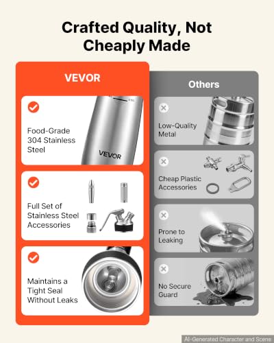 Image of VEVOR Nitro Cold Brew Coffee Maker 17 oz Nitrogen Dispenser System, Home Brew Coffee Keg, Portable Nitrogen Infuser with Dispenser and Pressure Relieving Valve, Gift for Coffee Lovers