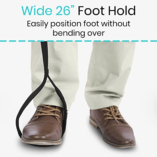 vive leg lifter strap 44 inch - rigid foot loop hand grip for adult senior elderly handicap disability pediatrics - long band mobility aid for car bed couch hip replacement wheelchair