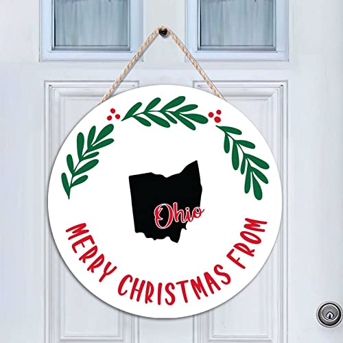 Plaque murale Merry Christmas From Ohio pour sublimer un porche vide
