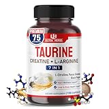 Taurine Supplement enriched with Creatine, L-Arginine, L-Citrulline, Panax Ginseng | Taurine Capsules for Heart Wellness, Nervous System, Brain & Eye Health | 150 Capsules