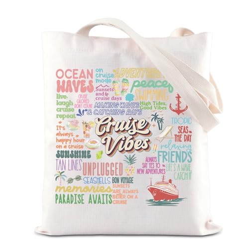 ENSIANTH Cruise Vibes Gift Cruise Vacation Tote Bag Beach Life Gift Female Weekend Cruise Lover Shoulder Bag Sailors Gift