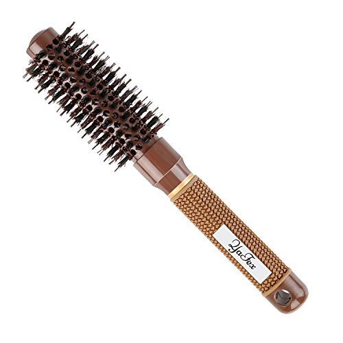Small Round Hair Brush, YaFex Ceramic & Ionic Hair Brush with Natural Boar Bristle for Blow Drying, Curling & Straightening, Perfect for Short to Medium Hair, 1 inch