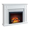LegendFlame® Hailey Electric Fireplace with 61" Mantel Surround and Carl 35" Insert, Cream White with Light Grey Brick Finish