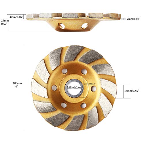4 Inch Concrete Turbo Diamond Grinding Cup Wheel 12 Segs Heavy Duty Angle Grinder Wheels for Angle Grinder