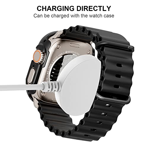 Image of 2 Pack Case with Tempered Glass Screen Protector for Apple Watch Ultra 49mm,JZK Slim Guard Bumper Full Coverage Hard PC Protective Cover Thin Case for iWatch Ultra 49mm Accessories,Black