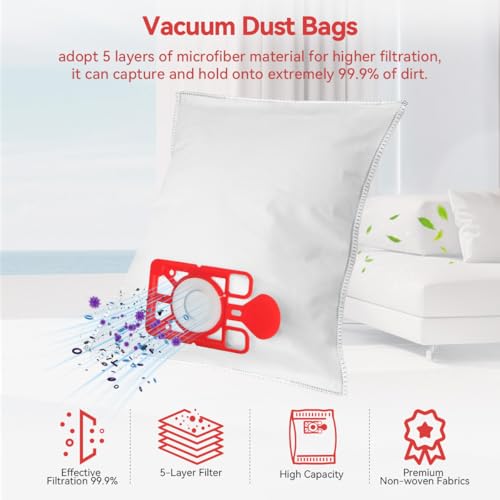 10-Pack Vacuum Bag for Henry XL,SHUOMAO Hoover Bag 5-Layer Filtration Microfibre Dust Bags for George,Charles,Henry XL,Edward Vacuum Cleaner(NVM-2BH