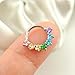 TRBR 16G Silver Rainbow CZ Daith Earring Jewelry - Surgical Steel Septum Ring Jewelry for Septum Piercing - Gemstone Septum clicker - 8mm 10mm - Dainty Daith Hoop (16G-8mm, Silver+Rainbow CZ)