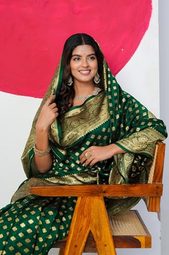Image of Subham Saree for Woman Silk Cotton Kanjivaram | Soft Easy to Drape Daily Wear Sari with Blouse Fabric