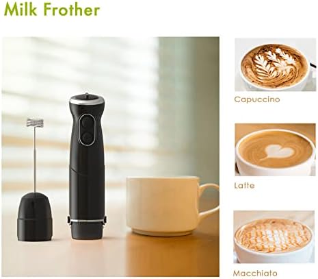 Hand Blender, 3 in 1 Multi-Purpose Hand Blenders for Kitchen, 6 Speeds Electric Stick Blender with Turbo Button, Food Blender with Stainless Steel Egg Whisk and Milk Frother Attachments