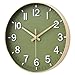 HZDHCLH Wall Clocks Battery Operated,Wall Clock Green Gold,8 inch Wall Clock Silent Non Ticking Modern 3D Numbers for Kitchen Bedroom Living Room Office Classroom Decor