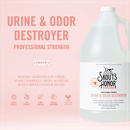 Skout’s Honor: Professional Strength Urine And Odor Destroyer - Removes Stains & Odors, Quickly Eliminates Cat Urine, Vomit, Hairballs, & Marking Scent 128 Oz. #TOP3