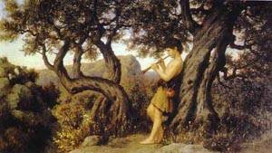 Peinture à l'huile A Shepherd Playing Flute de Siemiradzki, l'âme de l'art