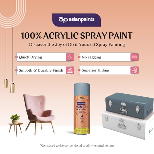 Image of Asian Paints ezyCR8 Apcolite DIY Spray Paint - Smoke Grey - 400ml | 100% Acrylic | Multi-Surface Use: Metal, Wood & Walls