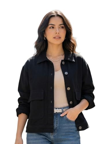 Image of Urbano Fashion Women's Relaxed Fit Full Sleeve Utility Denim Jacket